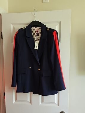 Disney Navy Blazer with Bright Red Shoulder Stripes